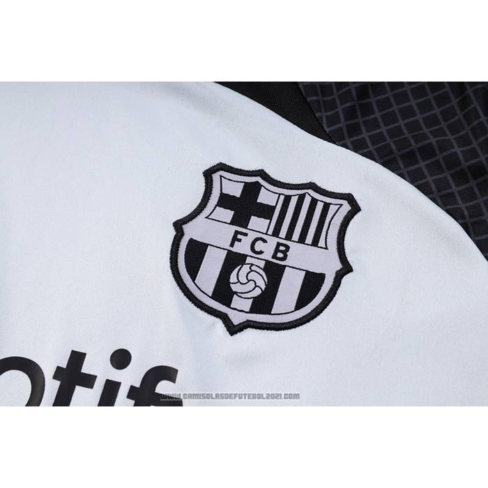 Fato de Treino Barcelona Manga Curta 2023-2024 Cinza - Calcas Curta